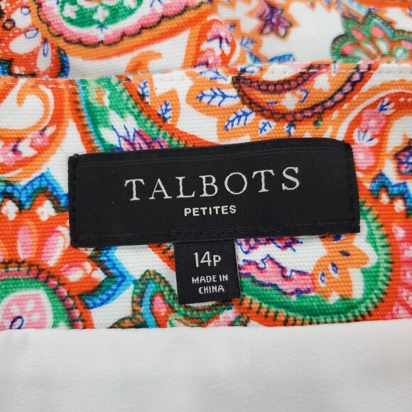 Talbtos Womens Colorful Paisley Scalloped Hem Skirt Size 14 Petite Bright Preppy - Picture 4 of 8